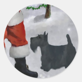 Scottish Terrier kerstcadeaus Ronde Sticker