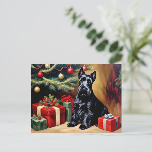 Scottish Terrier Kerstmis Briefkaart (Staand voorkant)