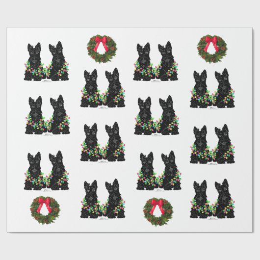 Scottish Terrier Kerstmis Cadeaupapier (Vlak)