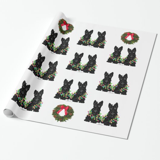 Scottish Terrier Kerstmis Cadeaupapier (Uitgerold)