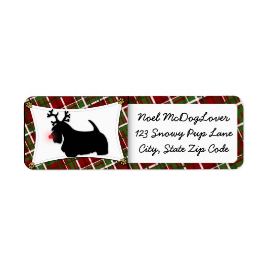 Scottish Terrier Kerstmis Etiket (Voorkant)