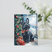 Scottish Terrier Kerstmis Feestdagenkaart (Staand voorkant)