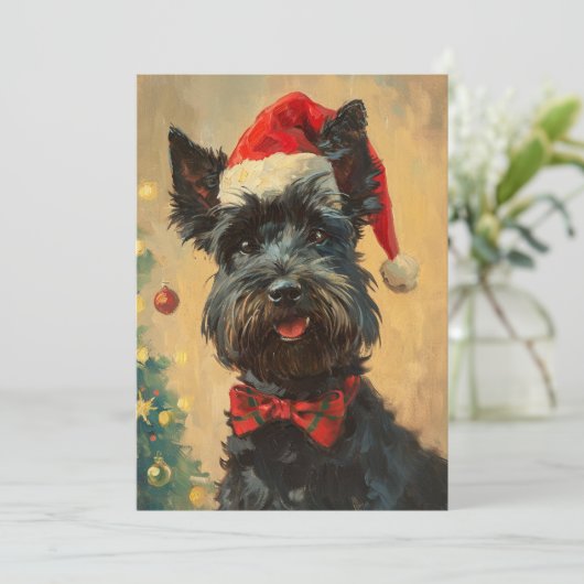 Scottish Terrier Kerstmis Feestdagenkaart (Staand voorkant)