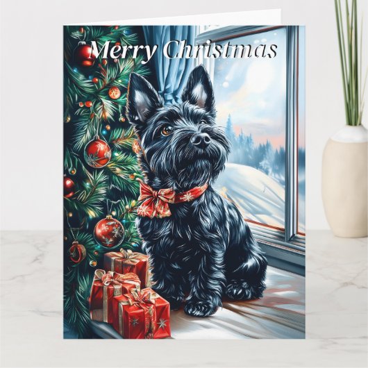 Scottish Terrier Kerstmis Kaart (Voorkant)