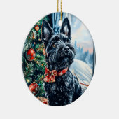 Scottish Terrier Kerstmis Keramisch Ornament (Rechts)