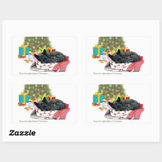 Scottish Terrier Kerstmis Nap Rechthoekige Sticker (Vel)