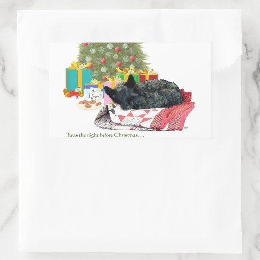 Scottish Terrier Kerstmis Nap Rechthoekige Sticker (Tas)