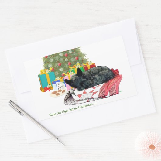 Scottish Terrier Kerstmis Nap Rechthoekige Sticker (Envelop)