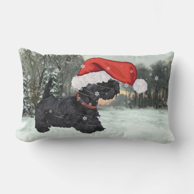 Scottish Terrier Kerstmis Pillow Kussen (Voorkant)