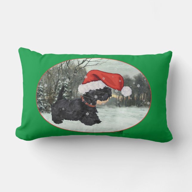 Scottish Terrier Kerstmis Pillow Kussen (Voorkant)