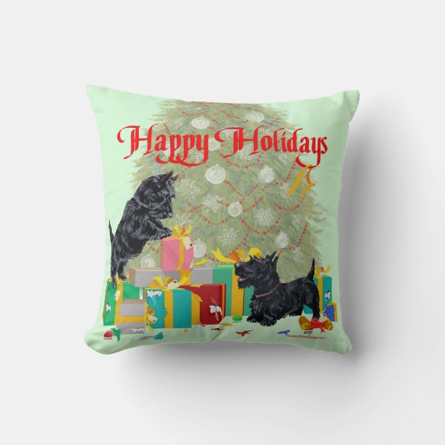 Scottish Terrier Kerstmis Pillow Kussen (Voorkant)
