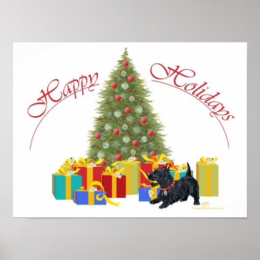 Scottish Terrier Kerstmis Poster (Voorkant)