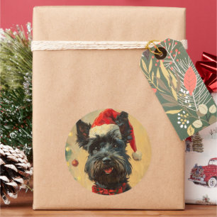 Scottish Terrier Kerstmis Ronde Sticker
