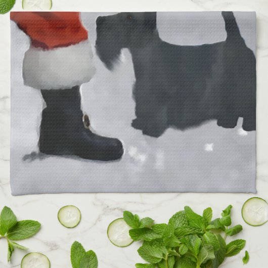 Scottish Terrier Kerstmis Theedoek (Gevouwen)