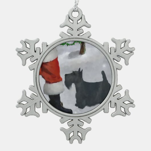 Scottish Terrier Kerstmis Tin Sneeuwvlok Ornament (Voorkant)