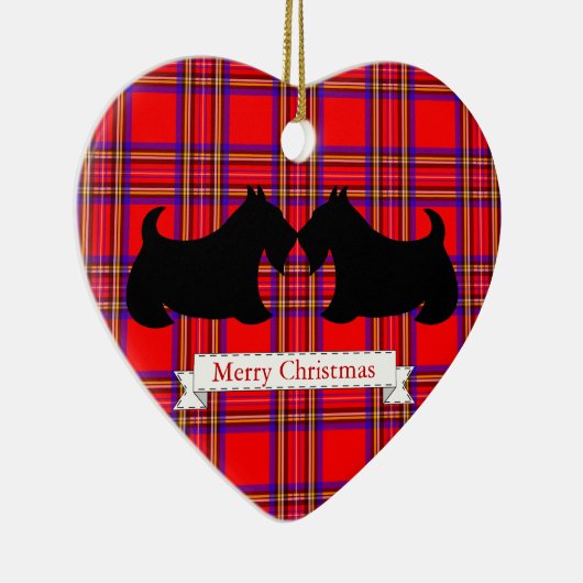Scottish Terrier Kerstversier Keramisch Ornament (Rechts)