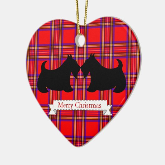 Scottish Terrier Kerstversier Keramisch Ornament (Links)