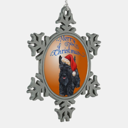 Scottish Terrier Kerstversier Tin Sneeuwvlok Ornament (Links)