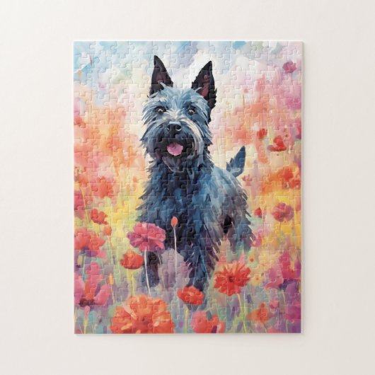 Scottish Terrier kleurrijke waterverf kunstwerk Legpuzzel (Verticaal)