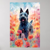 Scottish Terrier kleurrijke waterverf kunstwerk Poster (Voorkant)