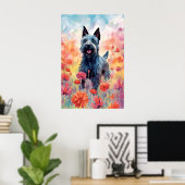 Scottish Terrier kleurrijke waterverf kunstwerk Poster (Thuiskantoor)