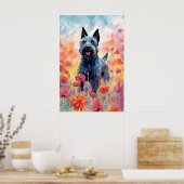 Scottish Terrier kleurrijke waterverf kunstwerk Poster (Keuken)