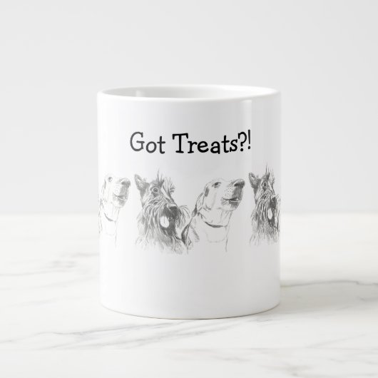 Scottish Terrier Labrador Friends Ink Drawing Grote Koffiekop (Voorkant)