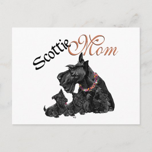 Scottish Terrier Mam & Pups voor Moederdag Briefkaart (Voorkant)