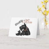 Scottish Terrier Mam & Pups voor Moederdag Kaart (Gele Bloem)