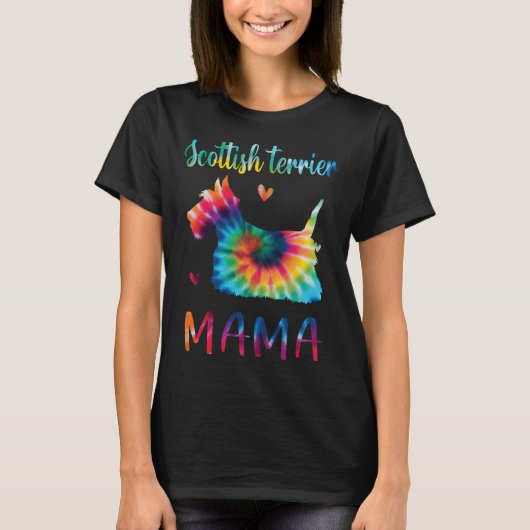 Scottish Terrier Mama Tie Dye Dog Mom Mothers Day T-shirt (Voorkant)