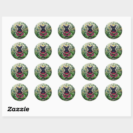 Scottish Terrier Melons Ronde Sticker (Vel)