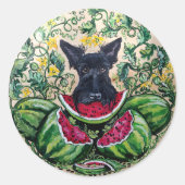 Scottish Terrier Melons Ronde Sticker (Voorkant)