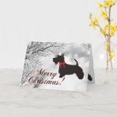 Scottish Terrier Merry Kerstry Kaart (Gele Bloem)