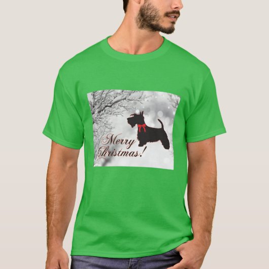 Scottish Terrier Merry Kerstry T-shirt (Voorkant)
