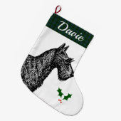 Scottish Terrier met Clan Davidson Tartan Grote Kerstsok (Voorkant (Hangend))
