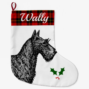 Scottish Terrier met Clan Wallace Tartan Grote Kerstsok