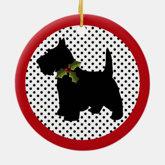 Scottish Terrier met kerstmis Keramisch Ornament (Achterkant)