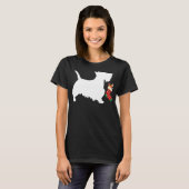 Scottish Terrier met kerststooking Stuffer Scotti T-shirt (Voorkant volledig)