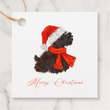 Scottish Terrier met Santa Hat & Scarf