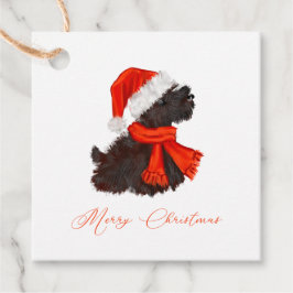 Scottish Terrier met Santa Hat & Scarf Bedankjes Labels