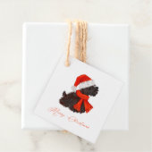 Scottish Terrier met Santa Hat & Scarf Bedankjes Labels (In situ)