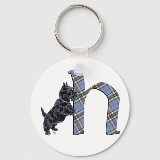 Scottish Terrier Monogram H Sleutelhanger (Voorkant)