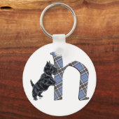 Scottish Terrier Monogram H Sleutelhanger (Voorkant)