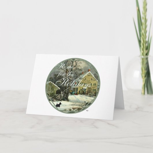 Scottish Terrier Old Fashioned Winter Feestdagen Kaart (Voorkant)