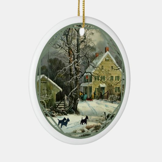 Scottish Terrier Old Fashioned Winter Keramisch Ornament (Rechts)