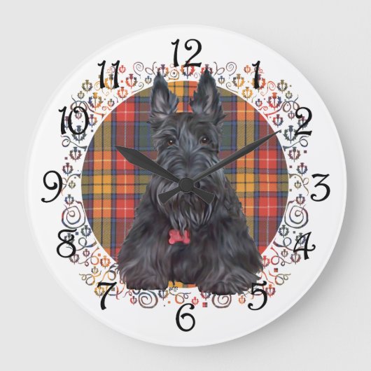Scottish Terrier on Tartan Grote Klok (Voorkant)