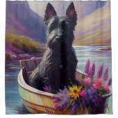 Scottish Terrier op een peddel: Een Schilderachtig Douchegordijn (Voorkant)