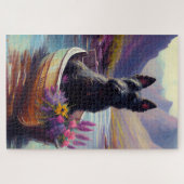 Scottish Terrier op een peddel: Een Schilderachtig Legpuzzel (Horizontaal)