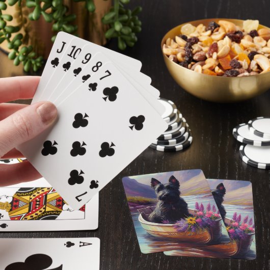Scottish Terrier op een peddel: Een Schilderachtig Pokerkaarten (Insitu)