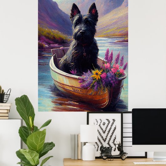 Scottish Terrier op een peddel: Een Schilderachtig Poster (Thuiskantoor)